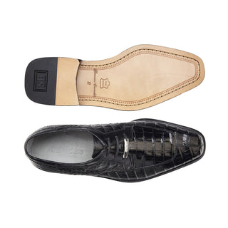 Belvedere P32 Susa Men's Shoes Black Exotic Crocodile Derby Oxfords (BV2010)-AmbrogioShoes