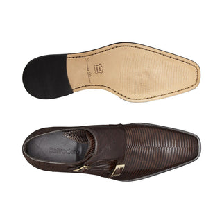 Belvedere Pablo Men's Shoes Brown Lizard & Ostrich Monkstraps Loafers R21 (BV2837)-AmbrogioShoes