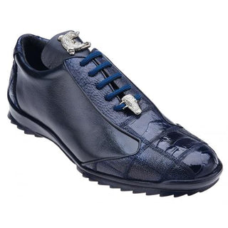 Belvedere Paulo Mens Night Blue Genuine Ostrich & Soft Calf Sneakers 40486 (BV2181)-AmbrogioShoes