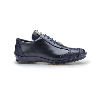 Belvedere Mens Night Blue Genuine Ostrich & Soft Calf Sneakers 40486 (BV2181)-AmbrogioShoes