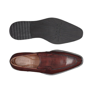 Belvedere Pietro Men's Shoes Wine Safari Ostrich & Calf-Skin Leather Loafers 4B7 (BV2835)-AmbrogioShoes
