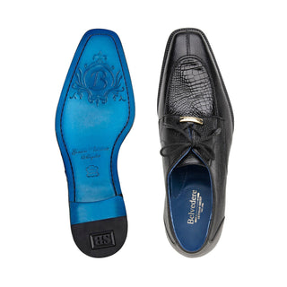 Belvedere Primo R83 Men's Shoes Alligator / Pebble Grain Leather Derby (BV3174)-AmbrogioShoes