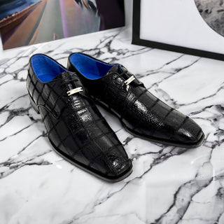 Belvedere R160 Amico Men's Shoes Exotic Ostrich Skin Patchwork Derby (BV3141)-AmbrogioShoes