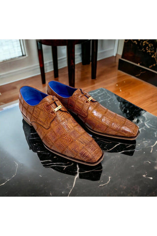 Belvedere R160 Amico Ostrich Patchwork Derby-AmbrogioShoes