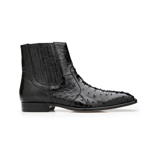Belvedere R55 Roger Men's Shoes Exotic Ostrich Skin Ankle Zipper Boots (BV3107)-AmbrogioShoes