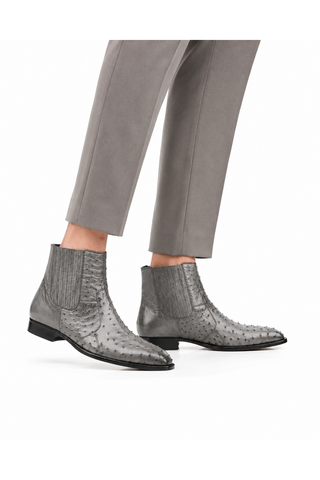 Belvedere R55 Roger Ostrich Skin Ankle Zipper Boots (BV3107)