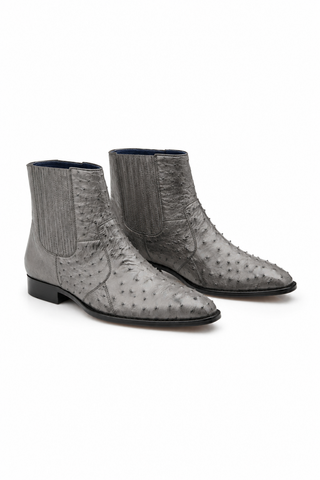 Belvedere R55 Roger Ostrich Skin Ankle Zipper Boots (BV3107)