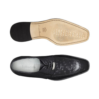 Belvedere Rovigo Men's Shoes Black Ostrich Split Toe Dress Oxfords R20 (BV2830)-AmbrogioShoes