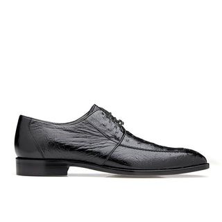 Belvedere Rovigo Men's Shoes Black Ostrich Split Toe Dress Oxfords R20 (BV2830)-AmbrogioShoes