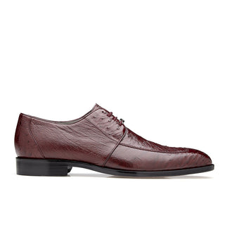 Belvedere Rovigo Men's Shoes Burgundy Ostrich Split Toe Dress Oxfords R20 (BV2832)-AmbrogioShoes