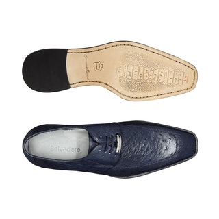 Belvedere Rovigo Men's Shoes Navy Ostrich Split Toe Dress Oxfords R20 (BV2831)-AmbrogioShoes