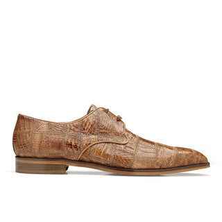 Belvedere Sabato Men's Shoes Honey Caiman Crocodile Patchwork Dress Oxfords R16 (BV2828)-AmbrogioShoes
