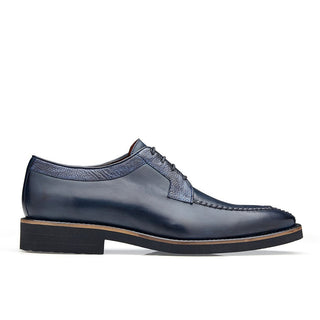 Belvedere Samuel Men's Shoes Blue Safari Ostrich & Calf-Skin Split-Toe Oxfords 4B5 (BV2827)-AmbrogioShoes