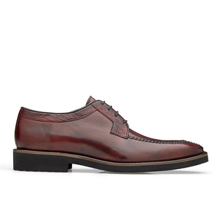 Belvedere Samuel Men's Shoes Burgundy Ostrich & Calf-Skin Split Toe Oxfords 4B5 (BV2825)-AmbrogioShoes