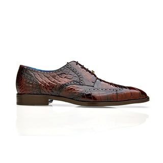 Belvedere Santo R70 Shoes Men's Antique Brown Exotic Genuine American Alligator Wingtip Derby Oxfords (BV3160)-AmbrogioShoes