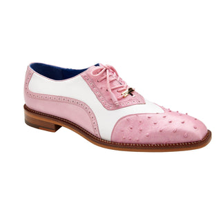 Belvedere Sesto R54 Shoes Men's Pink & White Genuine Ostrich / Calf-Skin Leather Oxfords (BV3111)-AmbrogioShoes