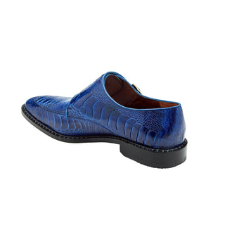 Belvedere Valiente 02442 Men's Shoes Antique Ocean Blue Exotic Genuine Ostrich Double Monk-Straps Loafers (BV3152)-AmbrogioShoes