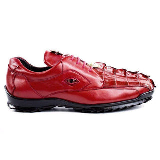 Belvedere Mens Red Genuine Hornback Crocodile & Soft Calf Sneakers 336122 (BV2204)-AmbrogioShoes