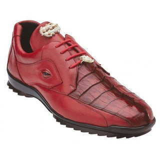 Belvedere Vasco Mens Red Genuine Hornback Crocodile & Soft Calf Sneakers 336122 (BV2204)-AmbrogioShoes