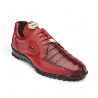 Belvedere Vasco Men's Red Genuine Hornback Crocodile & Soft Calf Sneakers 336122 (BV2204)-AmbrogioShoes