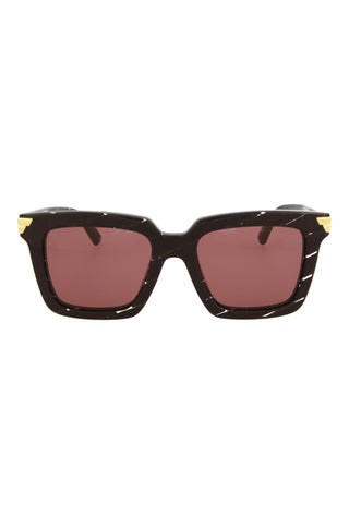 Bottega Veneta BV1005S "Intreccio" Burgundy/Crystal Sunglasses