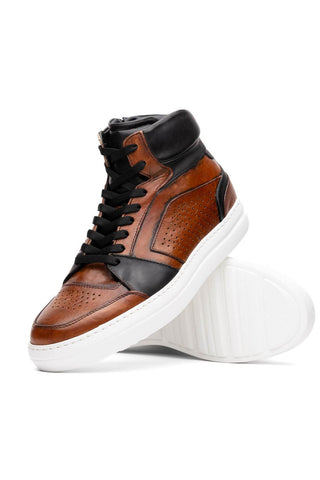Bravo Leather High-Top Sneaker - Black & Brown-Dellamoda