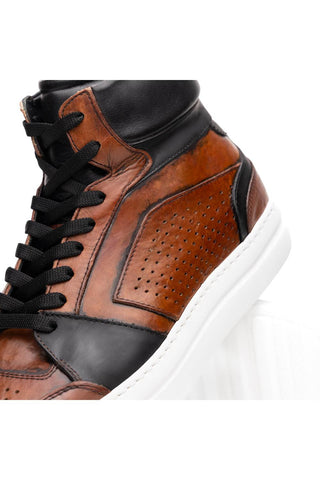 Bravo Leather High-Top Sneaker - Black & Brown-Dellamoda