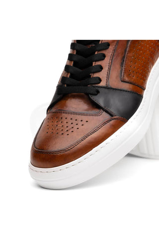 Bravo Leather High-Top Sneaker - Black & Brown-Dellamoda