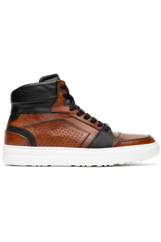 Bravo Leather High-Top Sneaker - Black & Brown-Dellamoda