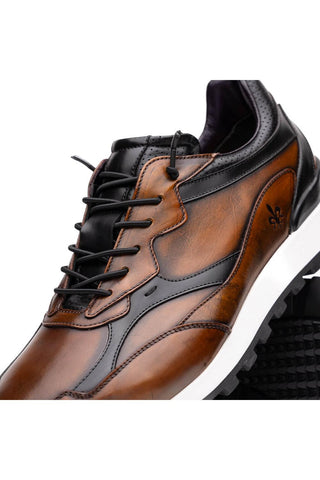 Bravo Leather Sneaker - Cognac & Black-Dellamoda