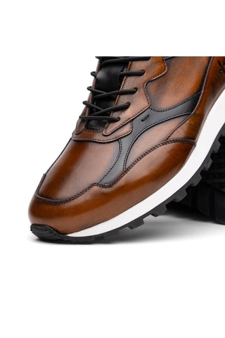 Bravo Leather Sneaker - Cognac & Black-Dellamoda