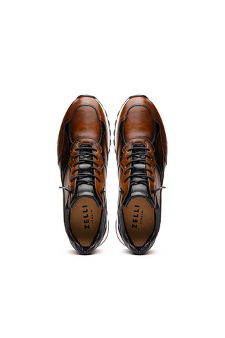 Bravo Leather Sneaker - Cognac & Black-Dellamoda