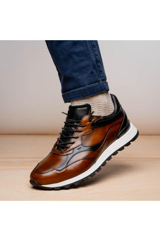 Bravo Leather Sneaker - Cognac & Black-Dellamoda