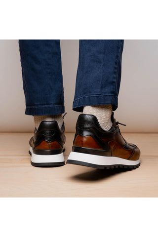 Bravo Leather Sneaker - Cognac & Black-Dellamoda