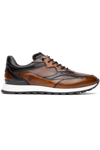 Bravo Leather Sneaker - Cognac & Black-Dellamoda