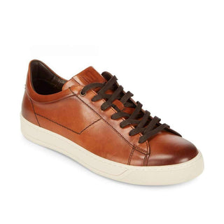 Bruno Magli Luxury Italian Handcrafted Warren Mens Shoes Cognac Italian Calfskin Sneakers (BMS1007)-AmbrogioShoes