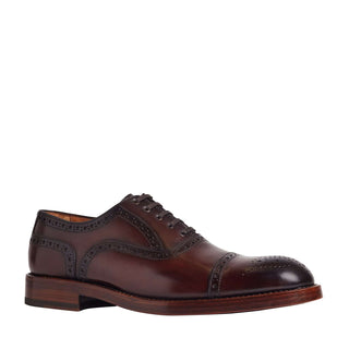 Bruno Magli Olimpio Men's Shoes Dark-Brown Cap Toe Leather Oxfords (BM1421)-AmbrogioShoes