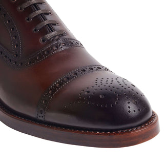 Bruno Magli Olimpio Men's Shoes Dark-Brown Cap Toe Leather Oxfords (BM1421)-AmbrogioShoes
