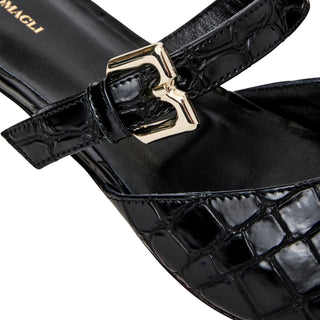 Bruno Magli Pasha Women’s Shoes Crocodile Print Nappa Leather Buckle Mule (BMW1007)-AmbrogioShoes