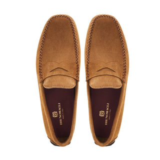 Bruno Magli Taranto Men's Shoes Suede Leather Moccasin Penny Driver (BM1067)-AmbrogioShoes