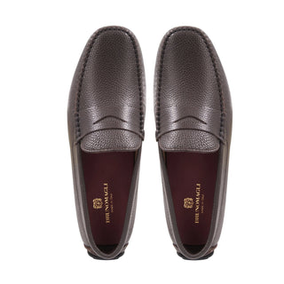 Bruno Magli Taranto Men's Shoes Tumbled Calf-Skin Leather Moccasin Penny Driver (BM1068)-AmbrogioShoes