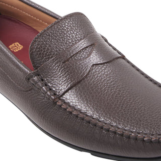 Bruno Magli Taranto Tumbled Calf-Skin Leather Moccasin Penny Driver (BM1068)-AmbrogioShoes