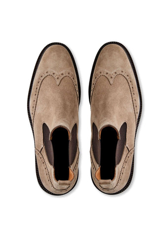 Bruno Magli Vespa Suede Slip-On Wing-Tip Chelsea Boot (BM1054)-AmbrogioShoes