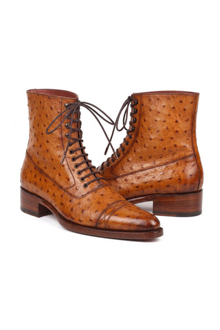 Paul Parkman CW495-CGN Cognac Brown Genuine Ostrich Skin Boot-Dellamoda