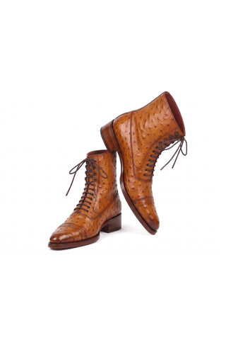 Paul Parkman CW495-CGN Cognac Brown Genuine Ostrich Skin Boot-Dellamoda