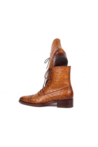 Paul Parkman CW495-CGN Cognac Brown Genuine Ostrich Skin Boot-Dellamoda