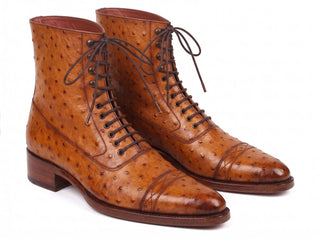 Paul Parkman CW495-CGN Cognac Brown Genuine Ostrich Skin Boot-Dellamoda