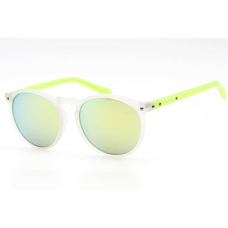 Calvin Klein Retail R740S Sunglasses MATTE CRYSTAL CLEAR/NEON YELLOW / Green Mirror Unisex-AmbrogioShoes