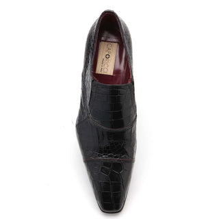 Caporicci Men's Luxury Italian Shoes Black Alligator Loafers ART202 (CAP1002)-AmbrogioShoes