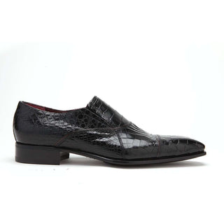 Caporicci Men's Luxury Italian Shoes Black Alligator Loafers ART202 (CAP1002)-AmbrogioShoes